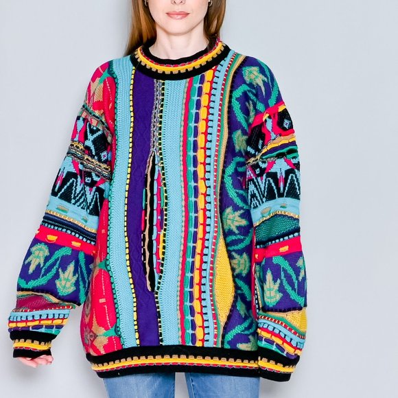 COOGI Australia Authentic 1990s Knit Colorful Sweater Large Vintage - Picture 5 of 7